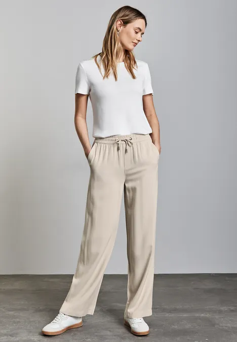 Wide Leg Twill Hose barley beige