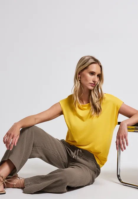 Wide Leg Musselin Hose mute mocha