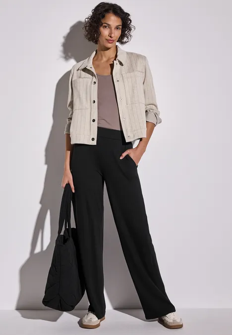 Wide Leg Jersey-Hose Black