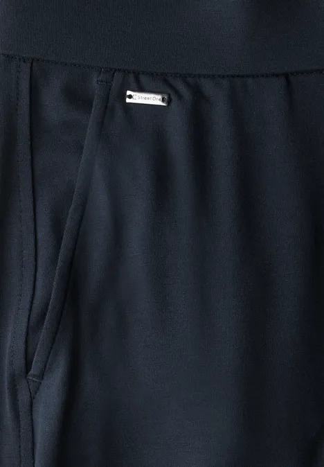 Wide Leg Jersey-Hose deep blue