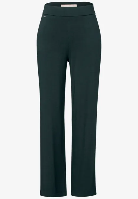 Wide Leg Jersey-Hose hunter green