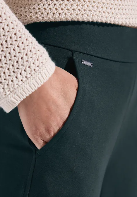 Wide Leg Jersey-Hose hunter green