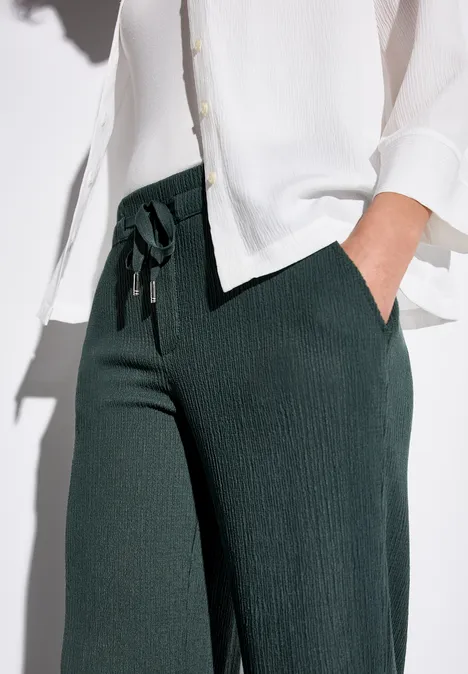 Wide Leg Hose mit Struktur marshy green