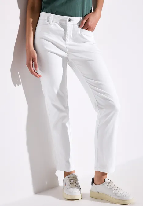 Satin-Hose im Casual Fit White