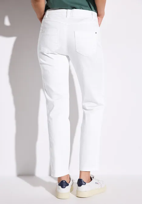 Satin-Hose im Casual Fit White