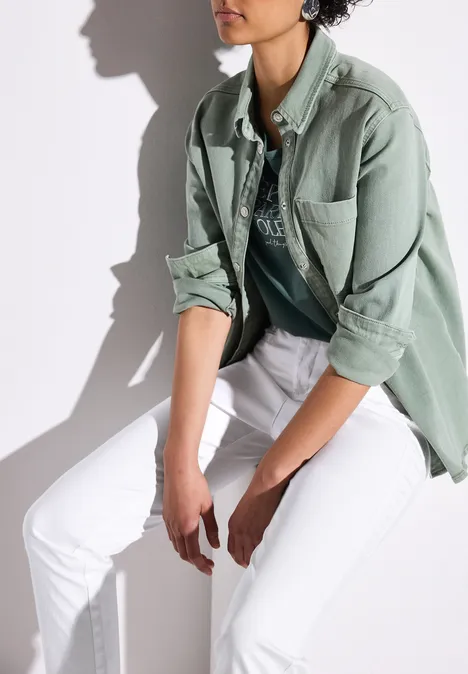 Satin-Hose im Casual Fit White