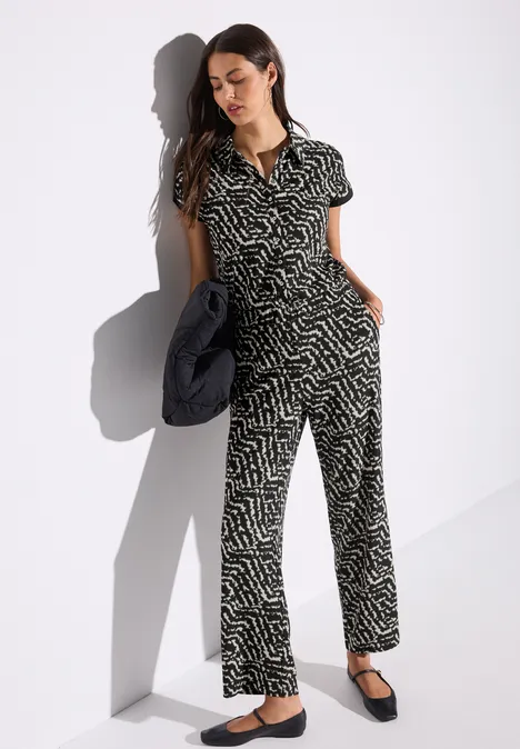 Gemusterter Jumpsuit Black