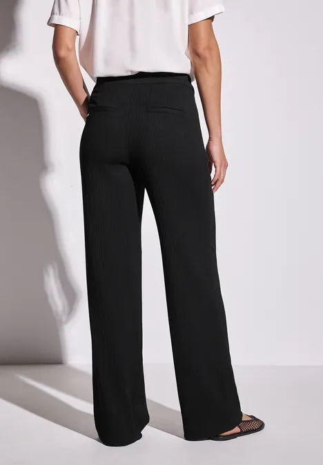 Wide Leg Hose mit Struktur Black