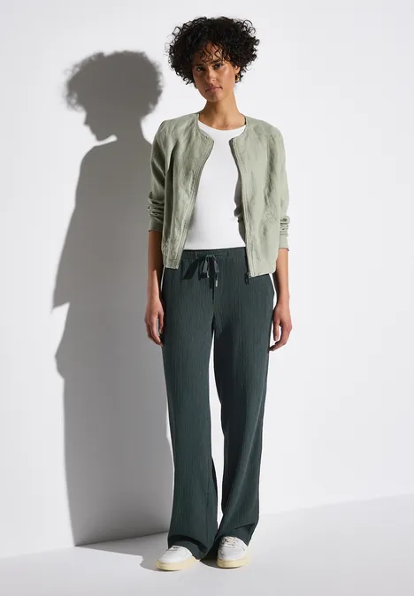 Wide Leg Hose mit Struktur marshy green