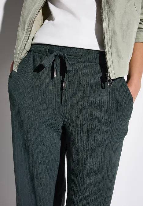 Wide Leg Hose mit Struktur marshy green