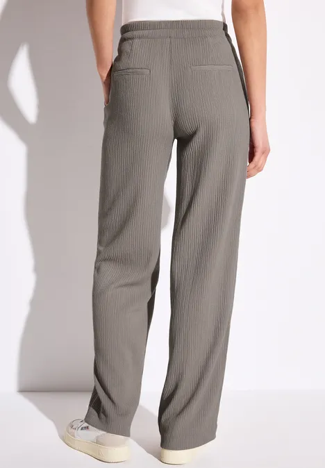 Wide Legs broek met structuur vintage stone