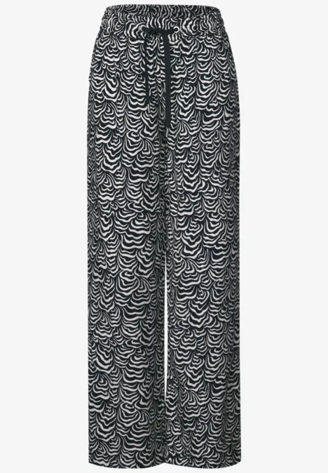 Gemusterte Wide Leg Hose deep blue