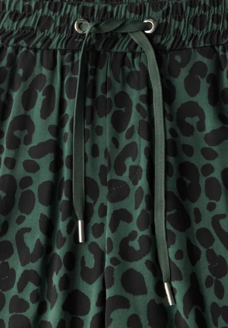 Wide Leg Hose mit Leo-Print mid green
