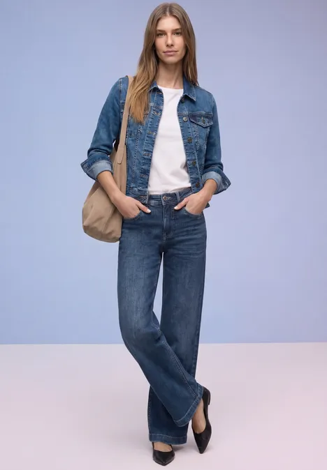 Wide Legs Jeans mid blue soft washed