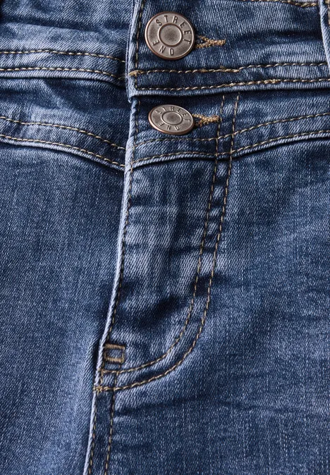 Jeans mit Destroyed Details mid blue random washed