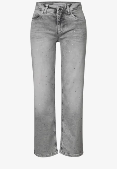 Jeans met edelstenen Light Grey Washed