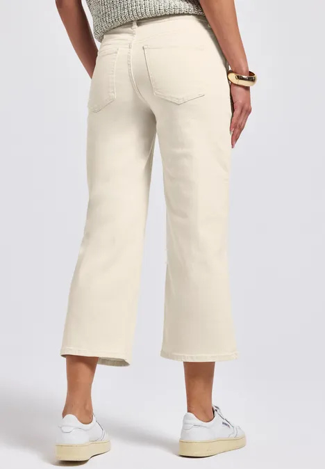 Wide Leg Jeans Ecru Washed