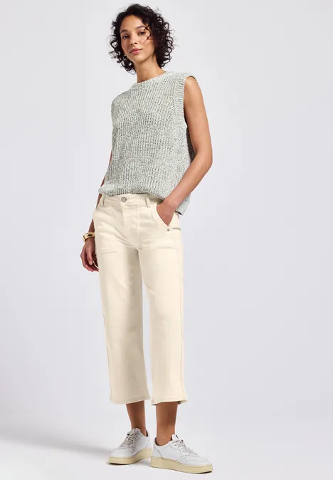 Wide Leg Jeans Ecru Washed