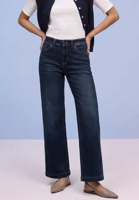 Wide Legs Jeans deep indigo soft washed