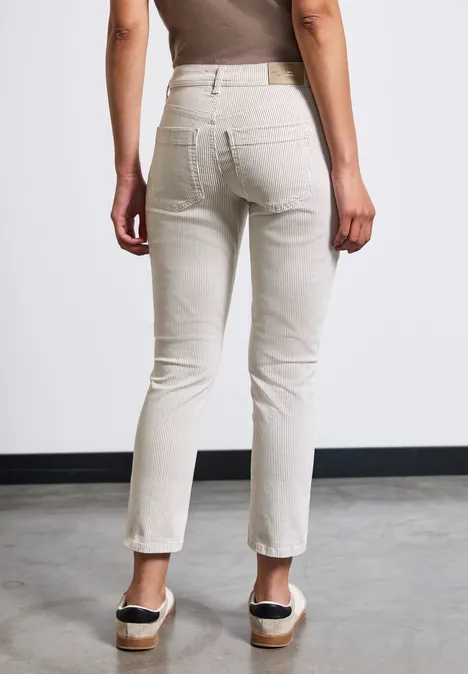 Gestreifte 7/8 Jeans Beige Stripe Washed