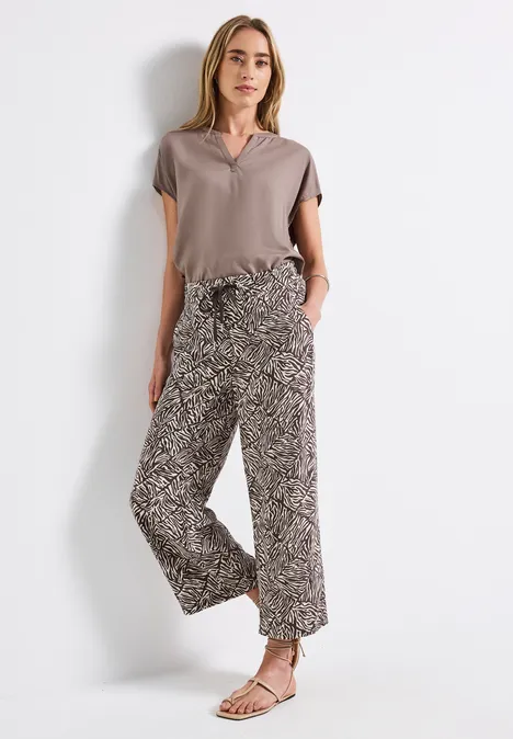 Gemusterte Wide Leg Hose nomad brown