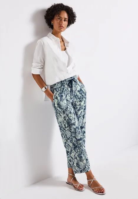 Snake Print Wide Leg Hose arona blue
