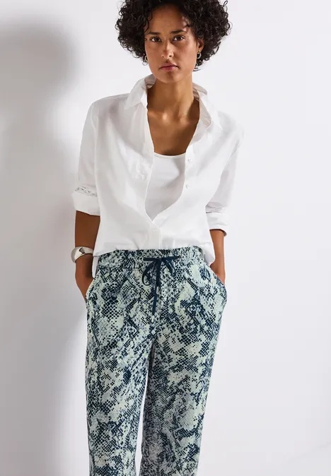 Snake Print Wide Leg Hose arona blue