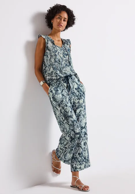 Snake Print Wide Leg Hose arona blue