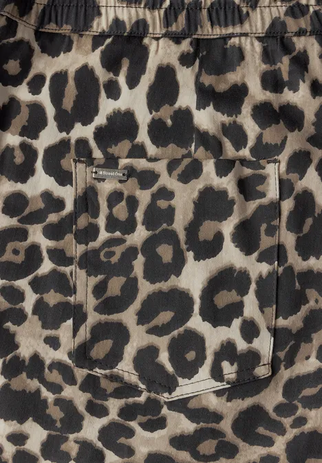 Loose Fit Hose mit Leo-Print Black