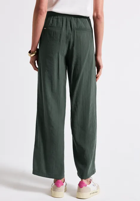 Wide Leg Strukturhose mid green