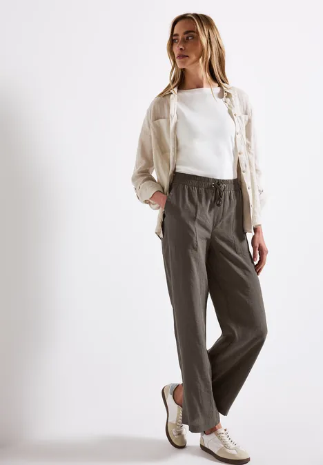 Wide Leg Strukturhose nomad brown