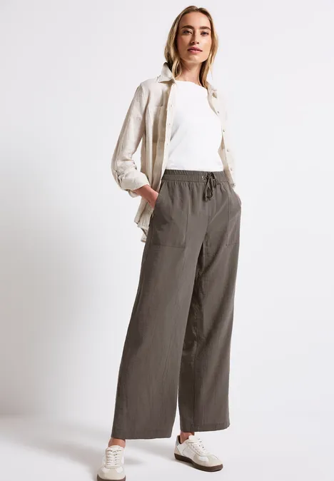Wide Leg Strukturhose nomad brown