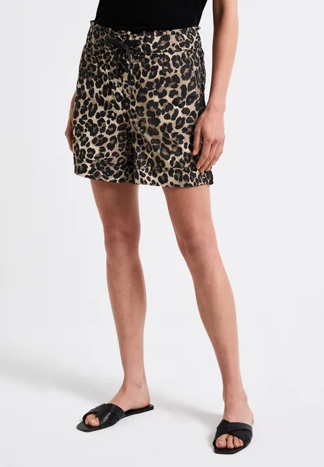 Paperbag broek met leo patroon Black