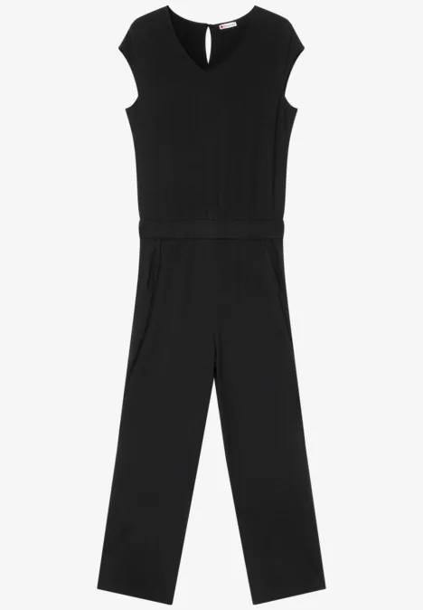 Wide Leg Jersey-Jumpsuit Black
