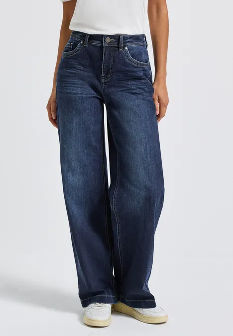 Wide Legs Jeans deep indigo soft washed