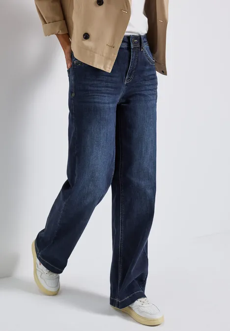 Wide Leg Jeans deep indigo soft washed