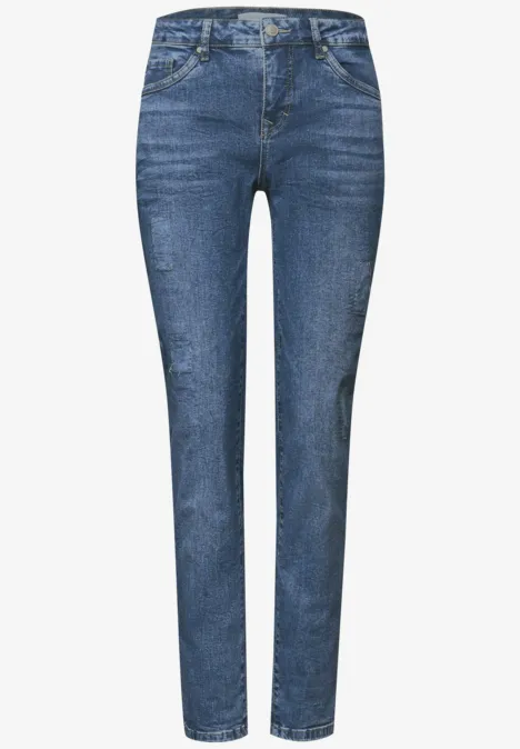 Jeans boyfriend mid blue random washed