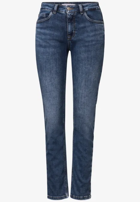 Jeans boyfriend mid blue random washed