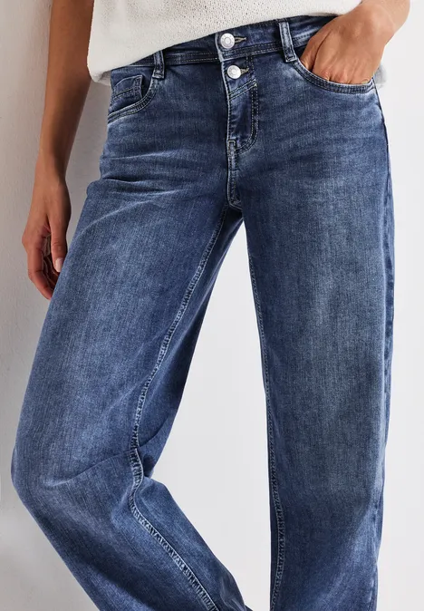 Straight Legs jeans mid blue random washed