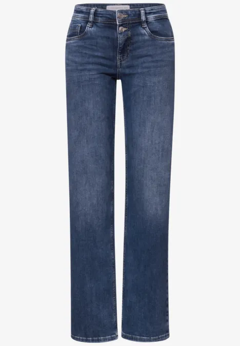 Straight Leg Jeans mid blue random washed