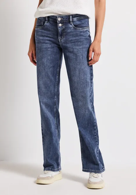 Straight Leg Jeans mid blue random washed