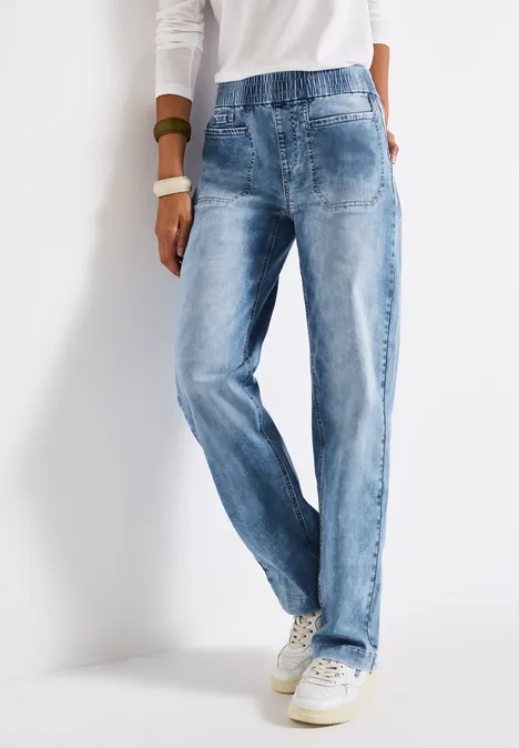 Jeans avec taille élastique Light Blue Washed