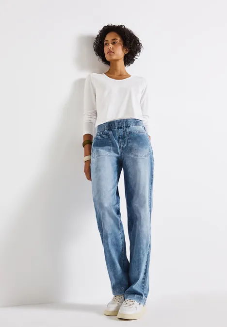 Jeans mit Elastikbund Light Blue Washed