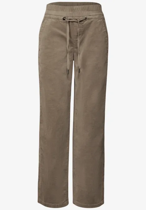 Gewassen look corduroy broek bark brown