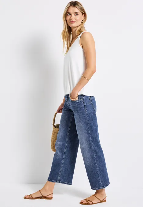 Wide Leg Jeans Mid Blue washed