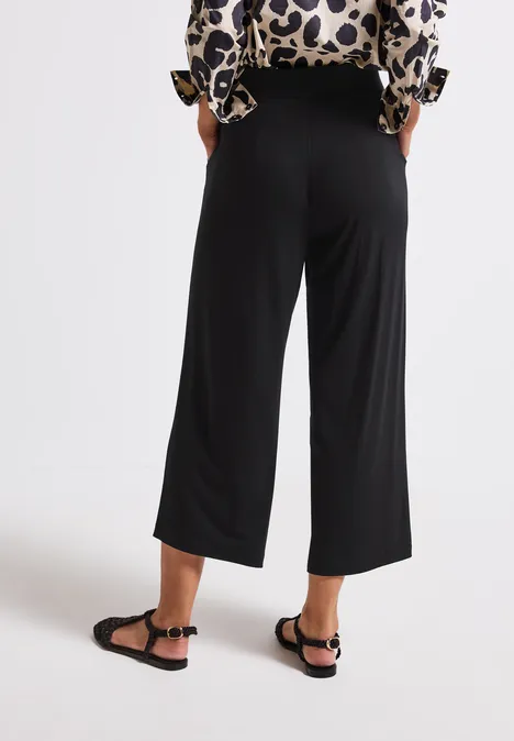 Wide Leg Jersey-Hose Black