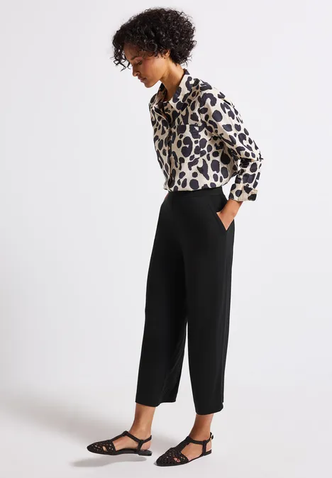 Wide Leg Jersey-Hose Black
