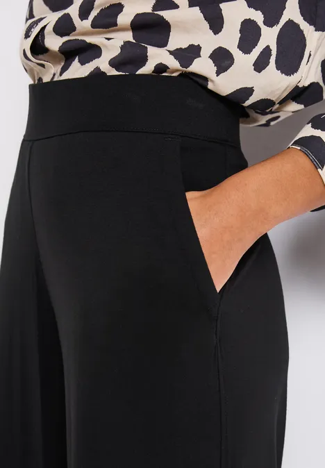 Wide Leg Jersey-Hose Black