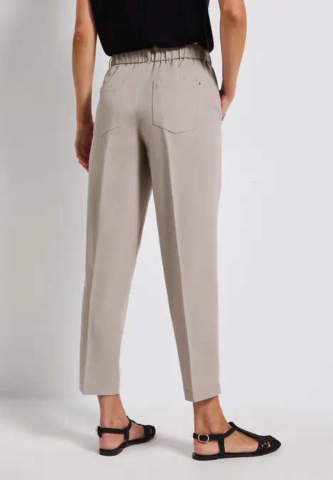 Melange-Look Paperbag Hose tumbled beige