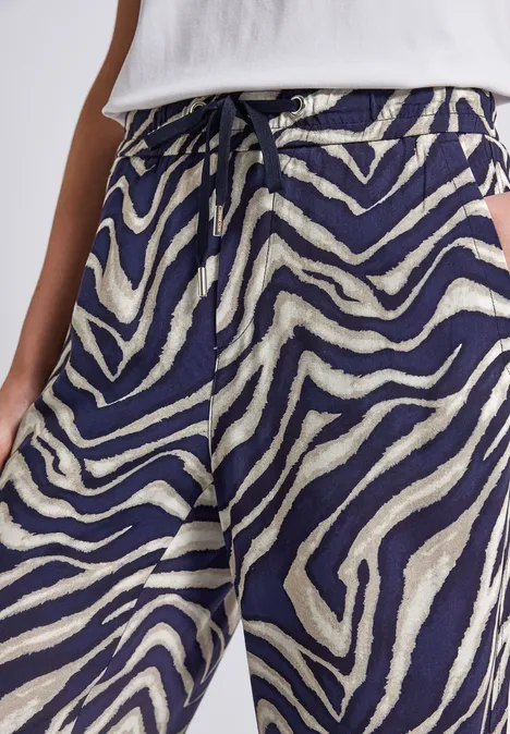 Gemusterte Wide Leg Hose deep blue
